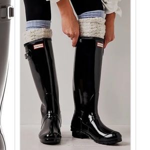 HUNTER TALL GLOSS BLACK RAIN BOOTS SZ 8 (39) EXCELLENT